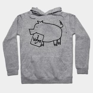 Cute Pig says she Voted Line Drawing Hoodie